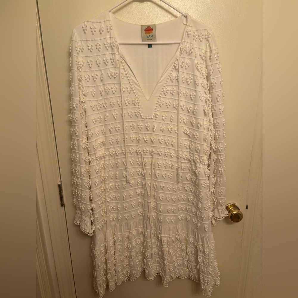 Farm rio fringe white mini dresss
